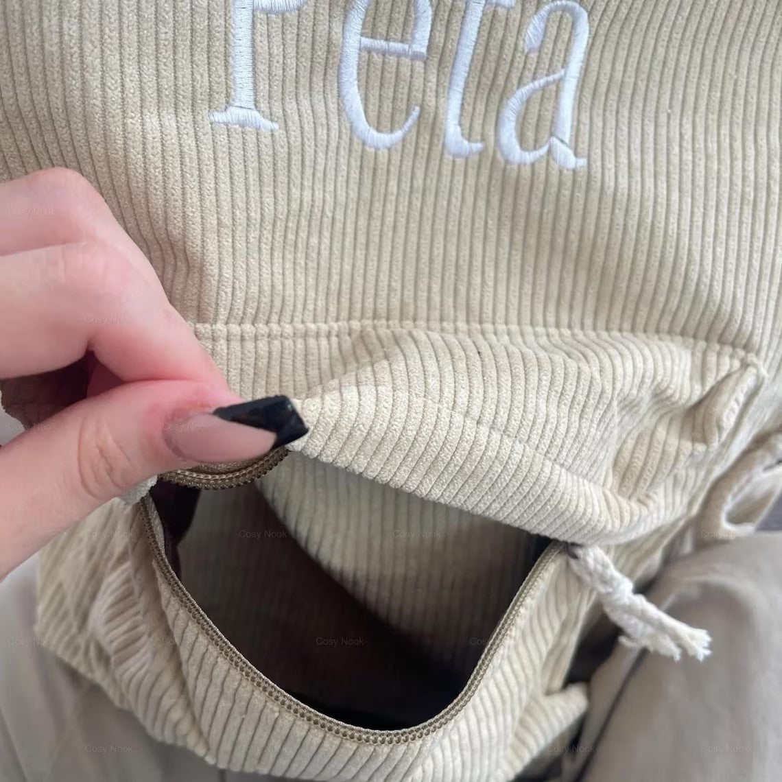 Cross-Border Personalized Embroidered Backpack Backpack School Bag Harajuku Versatile High School Student Personalized Corduroy College Style