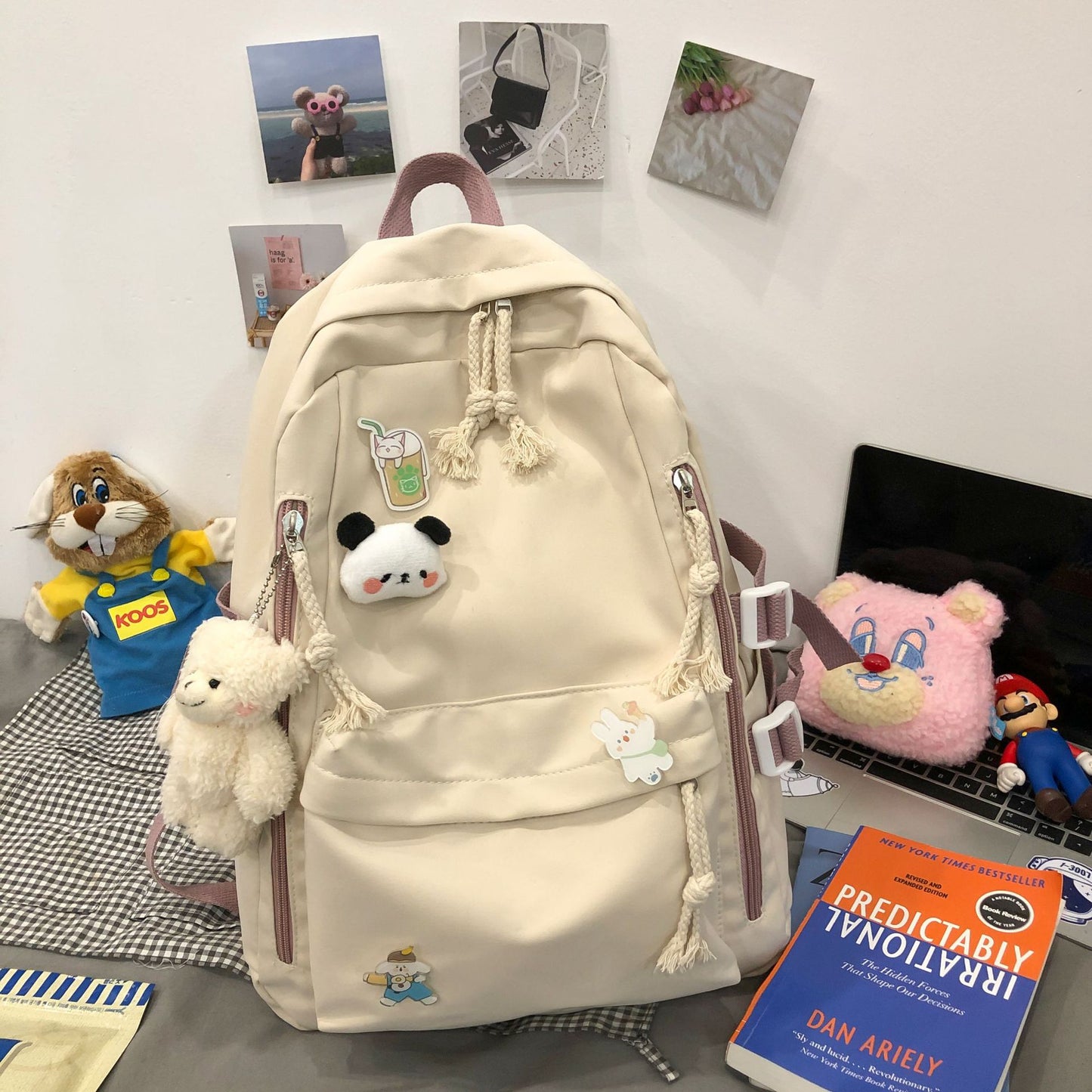Japanese-Style Ins School Bag for Middle School Girls, High School Students, and College Students, Large Capacity, Simple Backpack, Double Shoulder Bag