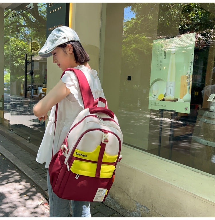 Schoolbag Women's Korean-style Harajuku Backpack Campus Style Junior High School Senior high school Student Schoolbag Simple Fashionable Large Capacity Backpack