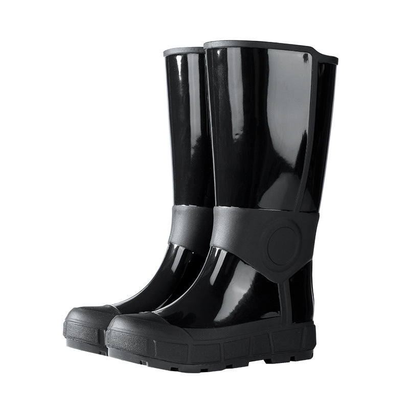 Military Fashion Rain Boots for Women, Thick-Soled High-Top Water Shoes for Women, Adult Kitchen Non-Slip Warm Waterproof Rain Boots