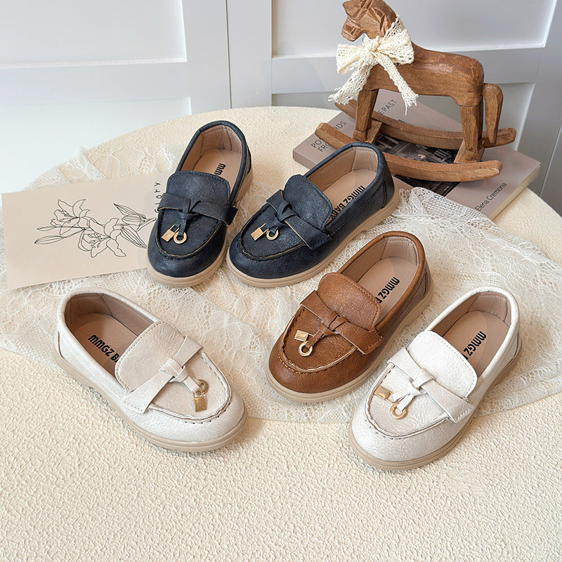 Children's Loafers, British Style Retro Loafers, Boys' Casual Leather Shoes, Little Girls' Casual Shoes