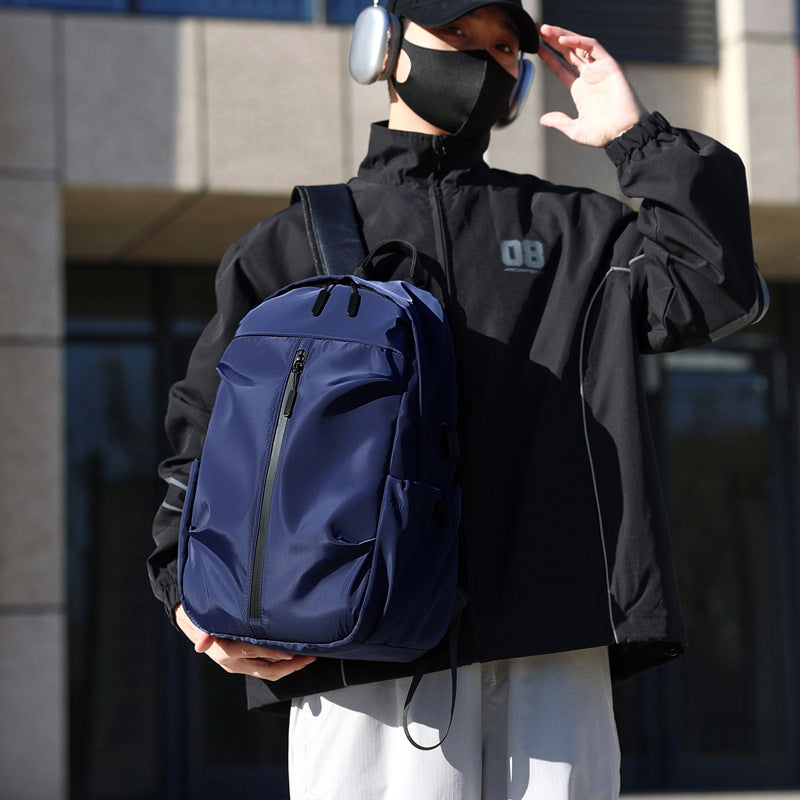 Solid Color Student Schoolbag Large Capacity Junior High School Senior high school College Student Backpack Men's Travel Simple All-match Computer Backpack