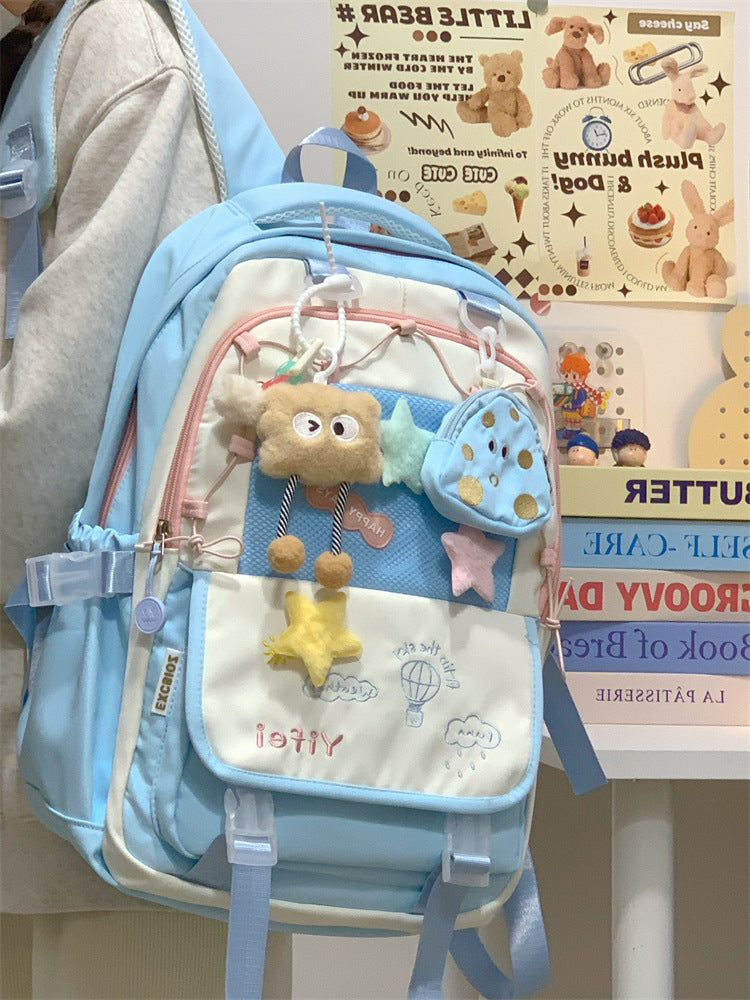 Junior High School Girls' Schoolbag High Color Value Cute Lightweight Large Capacity for Primary School Students and High School Students Backpack for Women