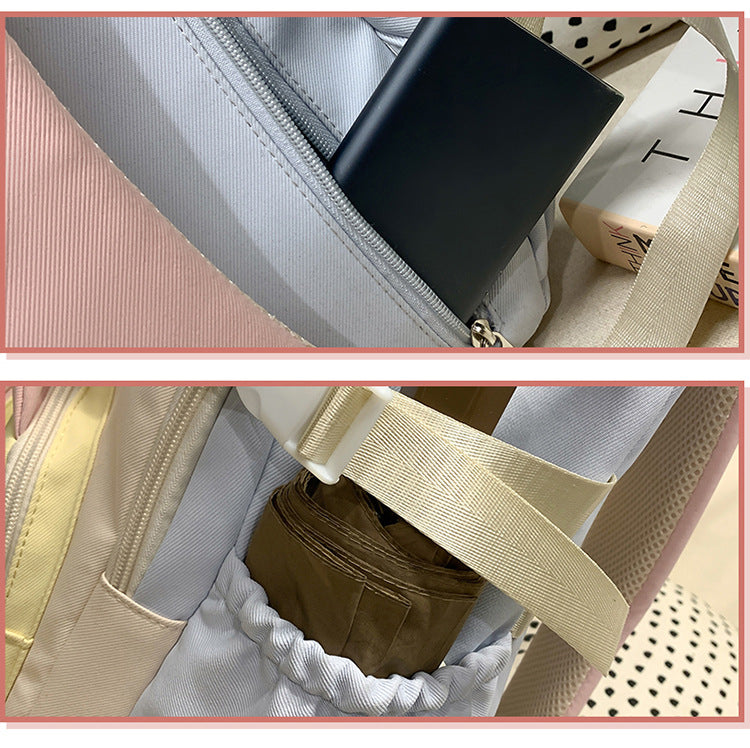 College Style School Bag Three-Piece Set for Girls with Good Looks and Versatile DIY Girl Pain Bag Student Class Backpack Tutoring Bag