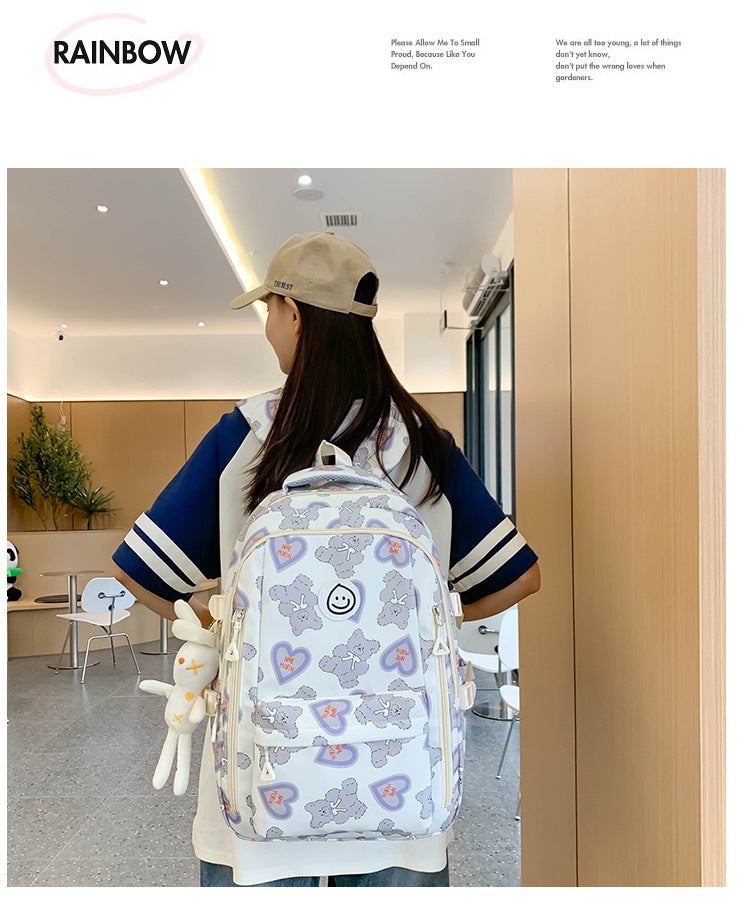 Student Schoolbag Japanese Style Simple Korean Style Backpack for Middle School Students and College Students Girls Cute Casual All-match Backpack