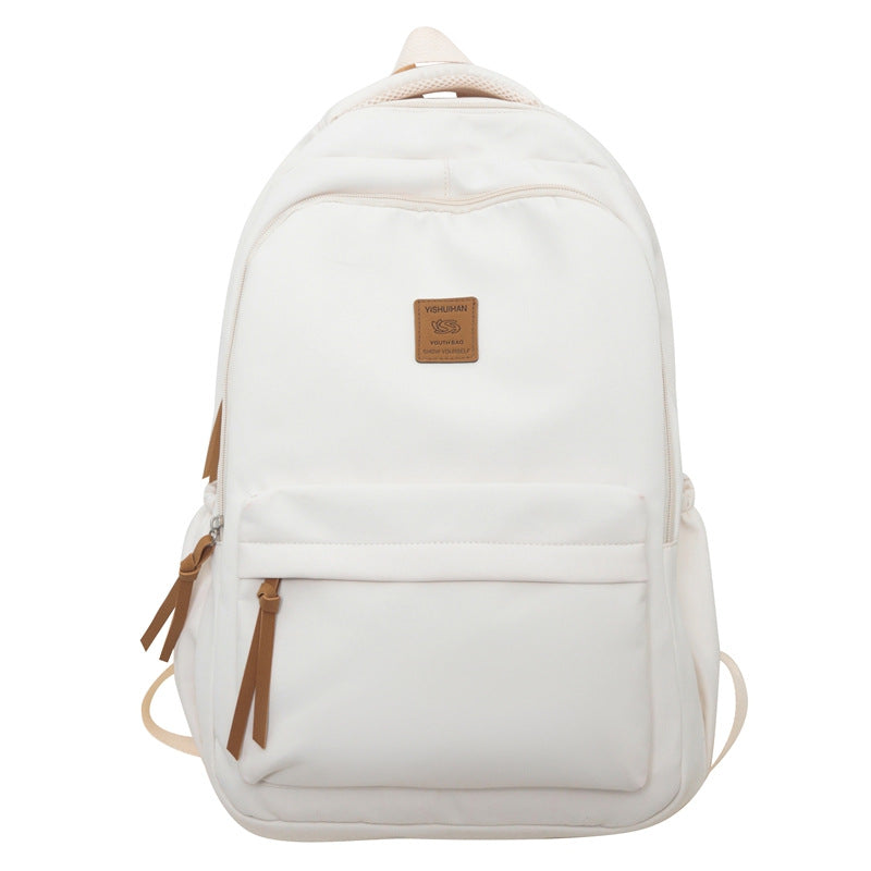 Solid Color Simple Couple's Schoolbag Large Capacity Fashionable All-match Personality Niche Backpack Travel Class Tutoring Backpack