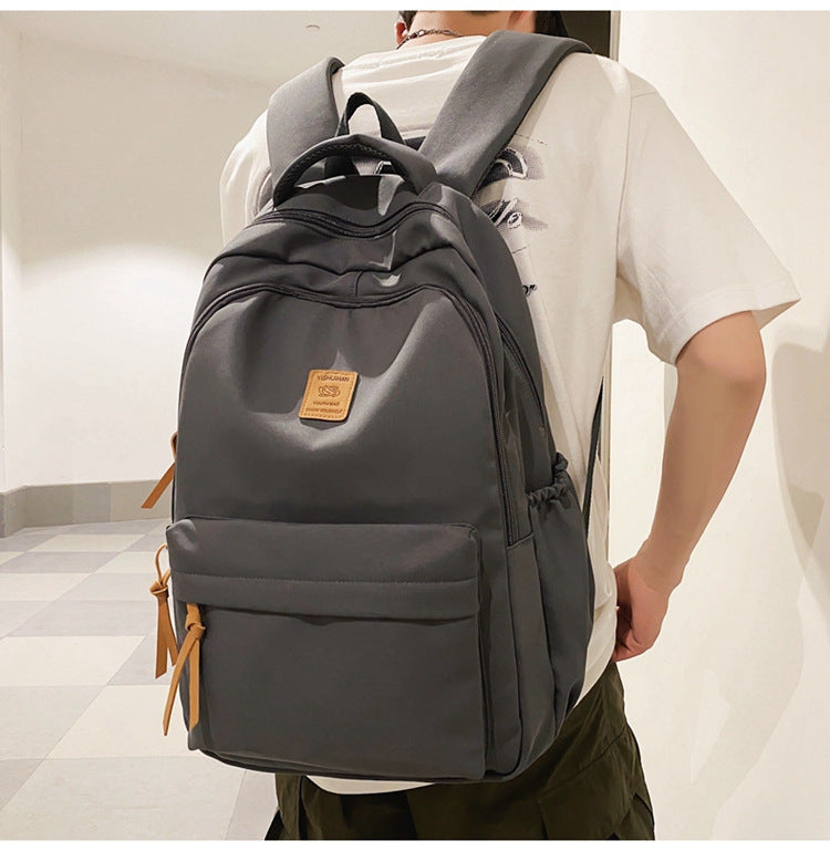 Solid Color Simple Couple's Schoolbag Large Capacity Fashionable All-match Personality Niche Backpack Travel Class Tutoring Backpack
