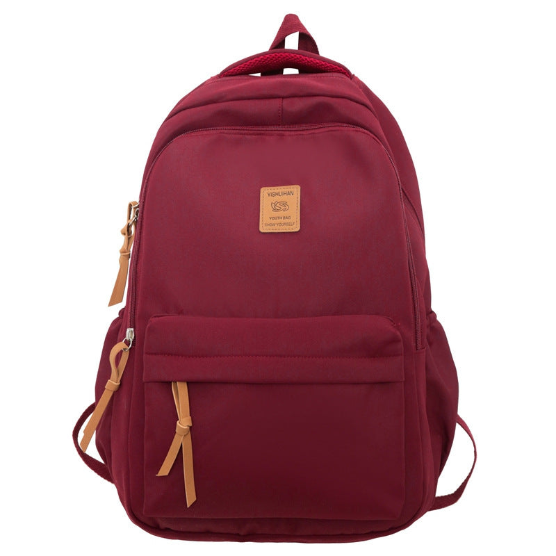 Solid Color Simple Couple's Schoolbag Large Capacity Fashionable All-match Personality Niche Backpack Travel Class Tutoring Backpack