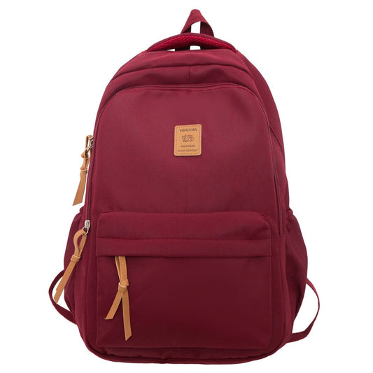 Solid Color Simple Couple's Schoolbag Large Capacity Fashionable All-match Personality Niche Backpack Travel Class Tutoring Backpack