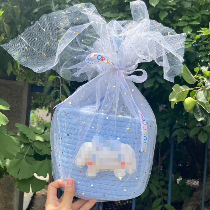 Cute Baby Souvenir, Cute Dog Cotton Thread Woven Bag, Hand-Held Cartoon Small Fresh Basket Bag, Hand-Held Women's Bag