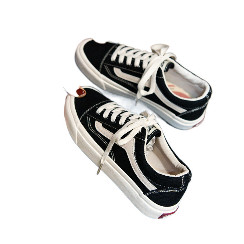 2024 Autumn Canvas Shoes Women's Shoes Niche Board Shoes Autumn New Casual Cloth Shoes Low-top Black Shoes