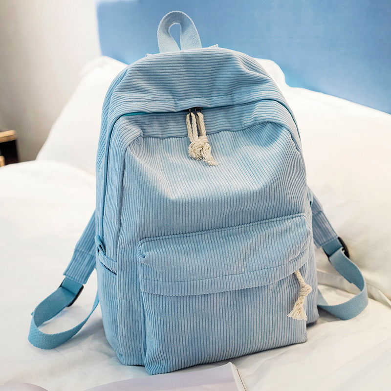 Cross-Border Personalized Embroidered Backpack Backpack School Bag Harajuku Versatile High School Student Personalized Corduroy College Style