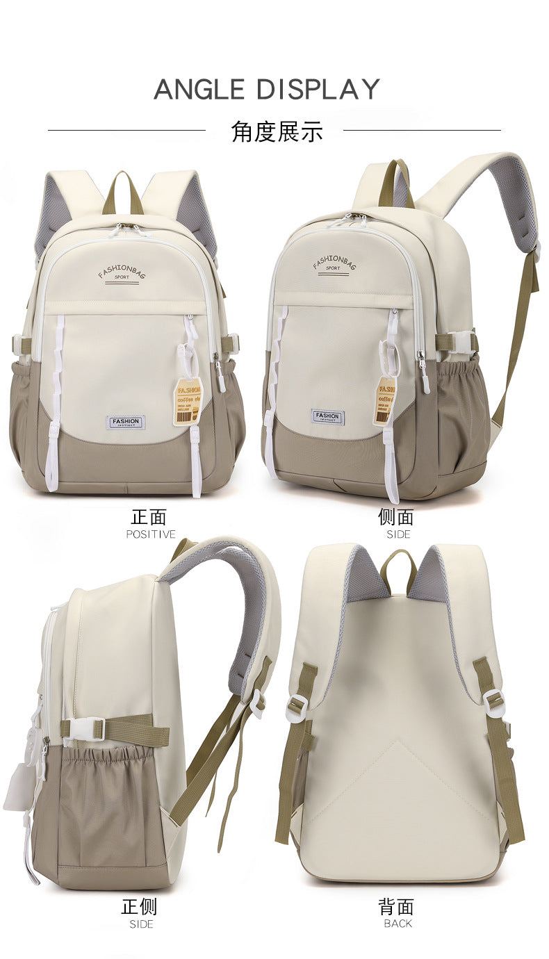Simple Fashion High-end Sense Backpack All-match Senior high school College Student Computer Bag Casual Backpack High-value Schoolbag