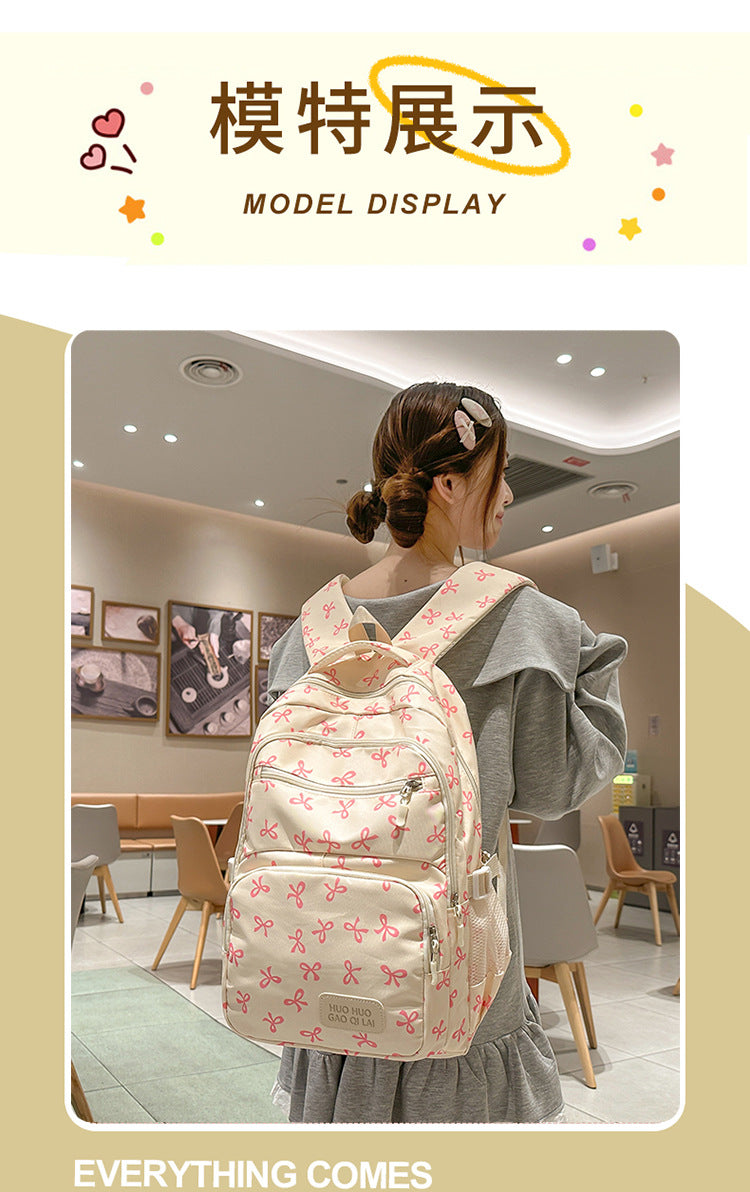 New Girls Backpack Japanese Ins Three-piece Bag Junior Senior high school Student Schoolbag Campus Style Large Capacity Backpack