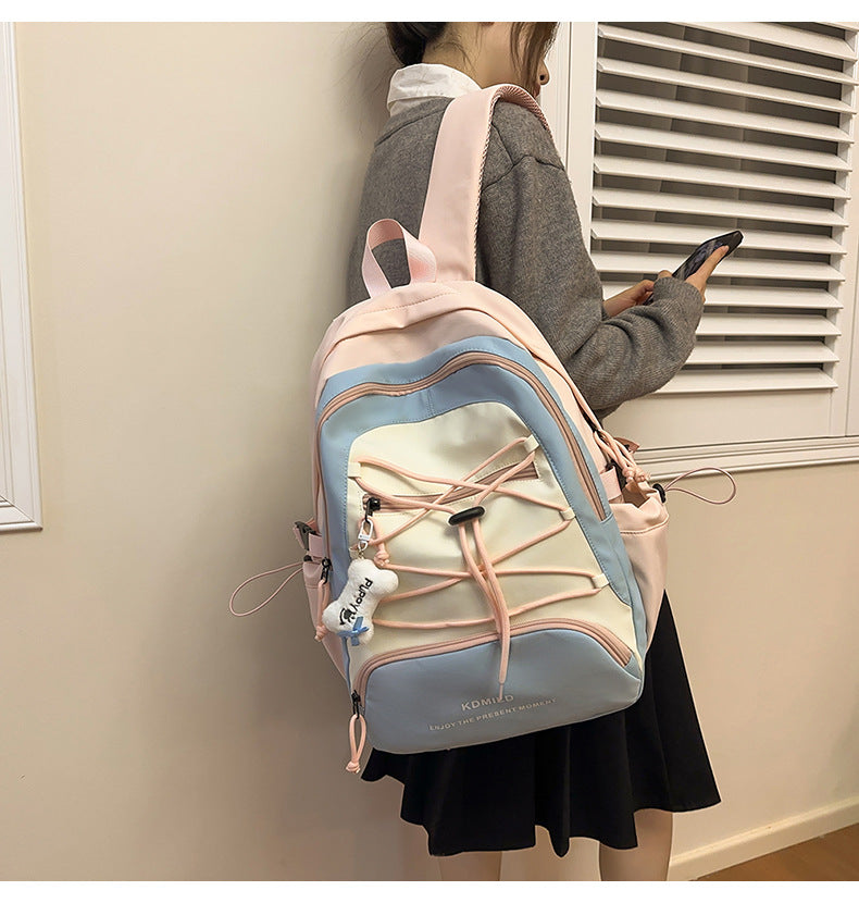 Mountain-Style Outdoor Hiking Backpack for Women, Large Capacity, Unique Design, Lightweight, High-End Gray School Bag for High School Girls