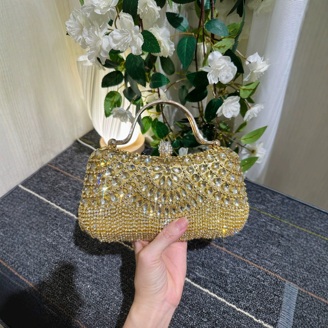 Cross-Border Women's Bags 2025 New European and American Fashion Rhinestone Handbag Ins Internet Celebrity Versatile Chain Evening Bag