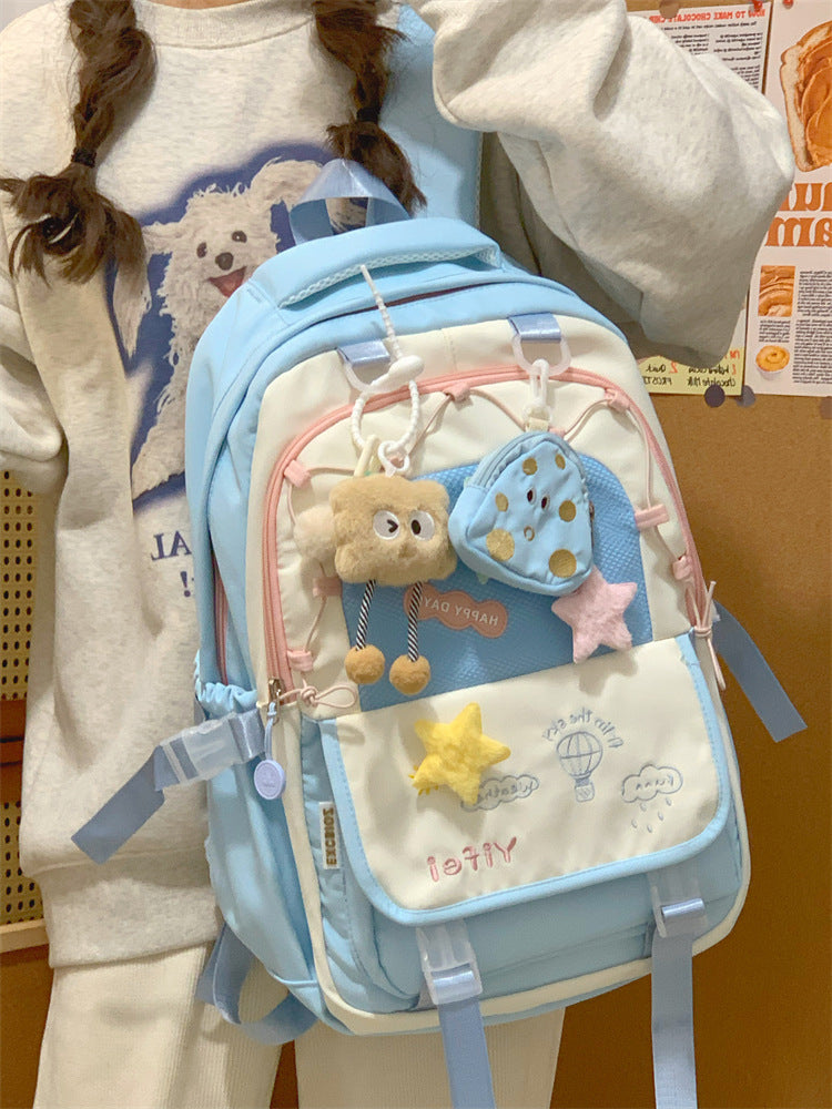 Junior High School Girls' Schoolbag High Color Value Cute Lightweight Large Capacity for Primary School Students and High School Students Backpack for Women
