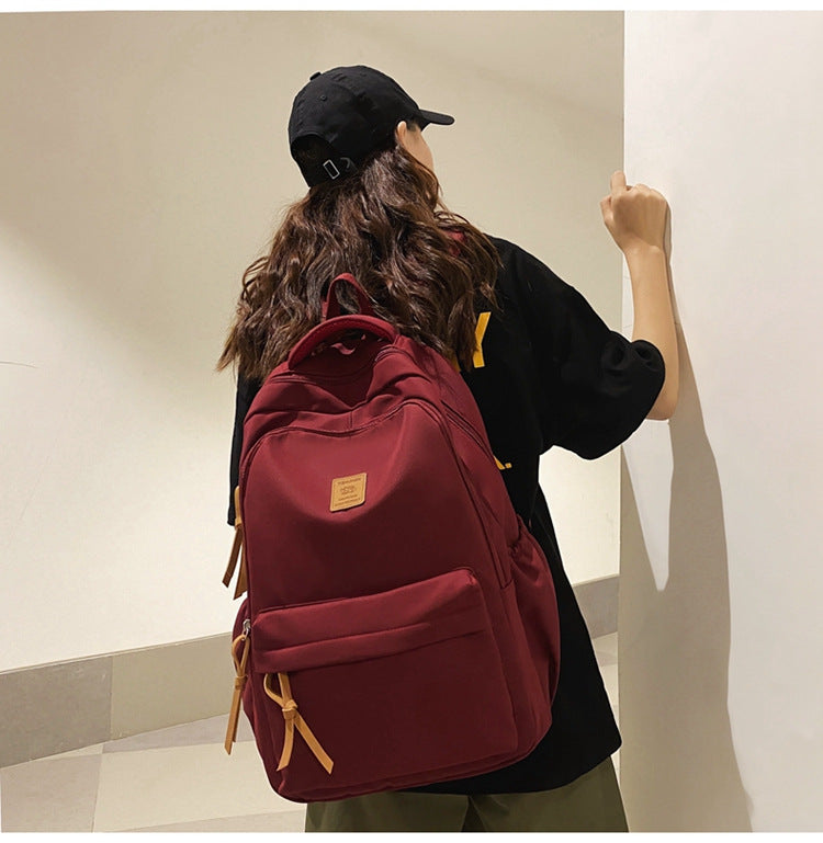Solid Color Simple Couple's Schoolbag Large Capacity Fashionable All-match Personality Niche Backpack Travel Class Tutoring Backpack