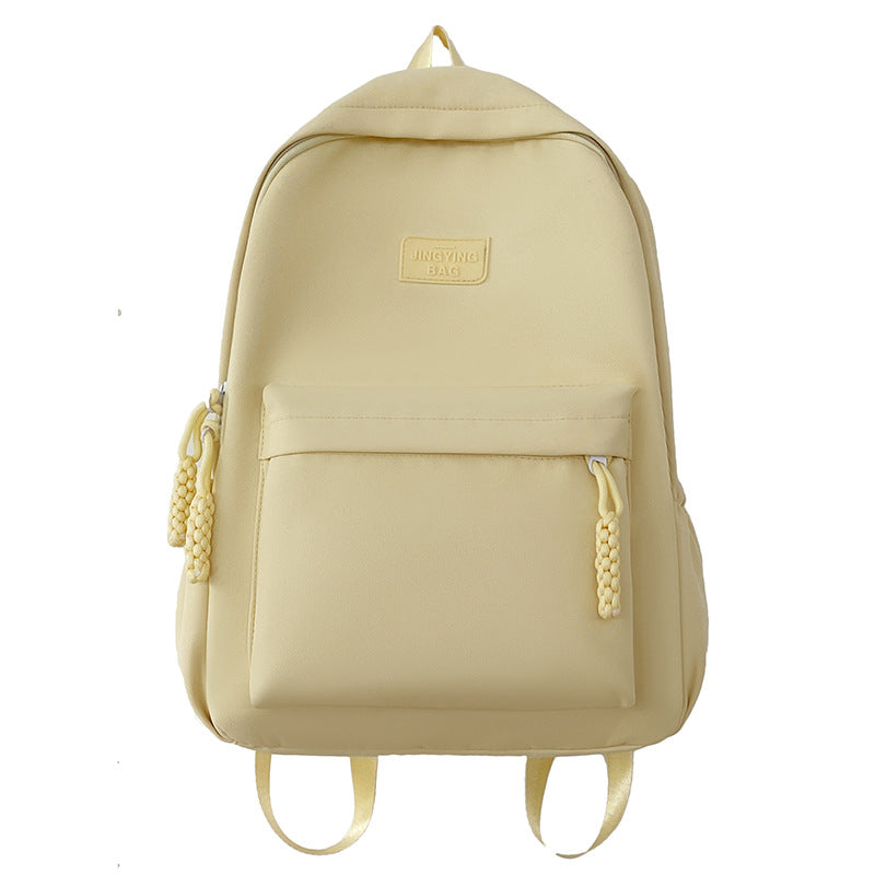 Schoolbag Women's 2024 New Large Capacity High School Student Backpack Solid Color Simple All-match Women's Bag Class Student Backpack