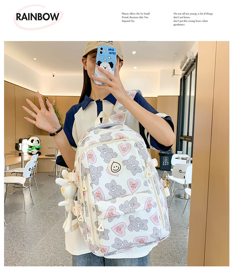 Student Schoolbag Japanese Style Simple Korean Style Backpack for Middle School Students and College Students Girls Cute Casual All-match Backpack