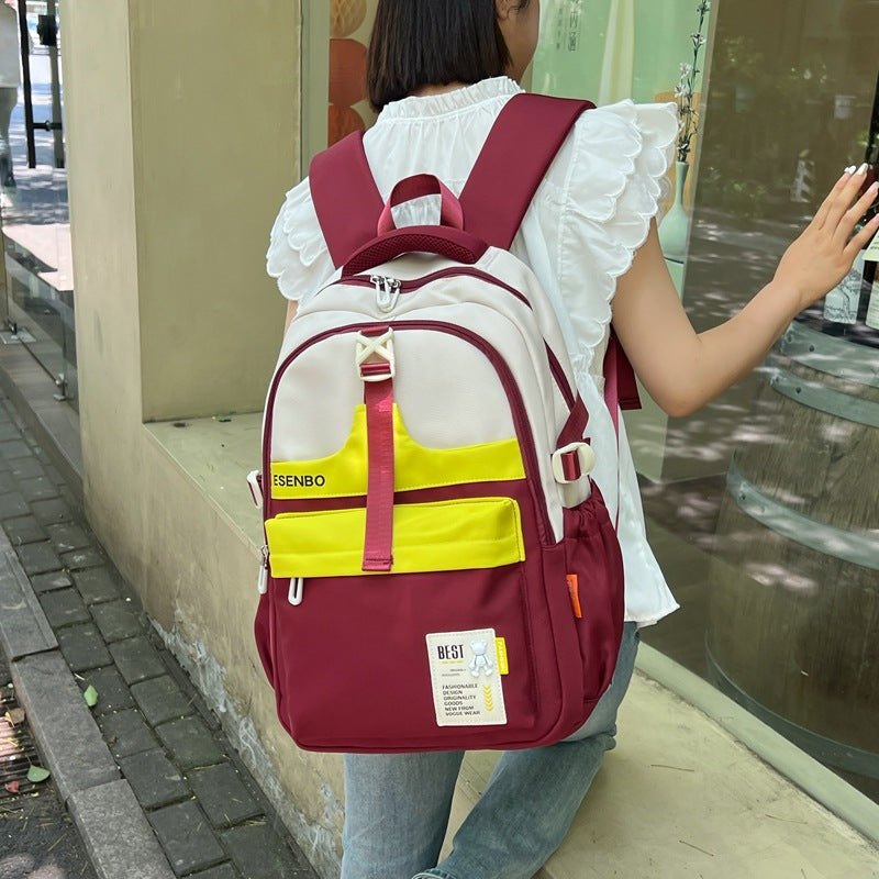 Schoolbag Women's Korean-style Harajuku Backpack Campus Style Junior High School Senior high school Student Schoolbag Simple Fashionable Large Capacity Backpack