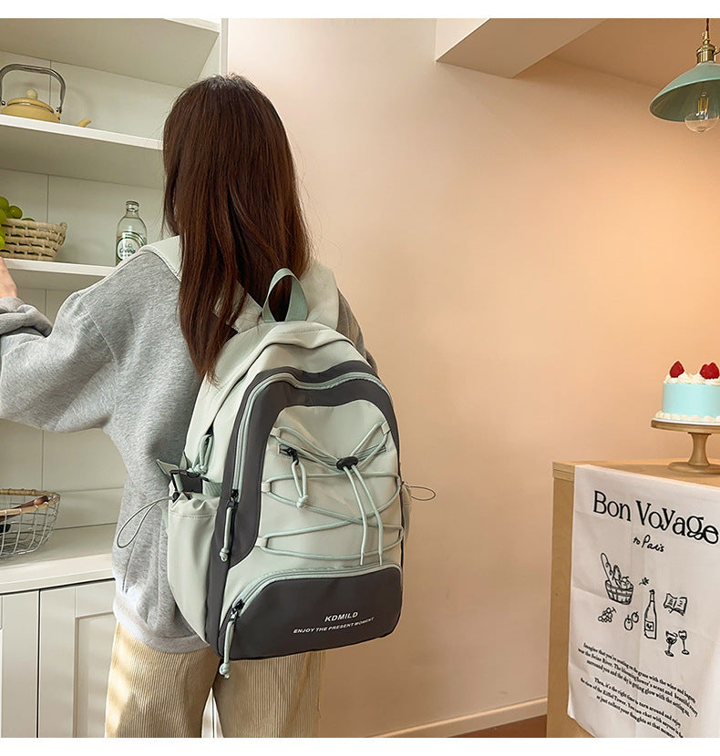 Mountain-Style Outdoor Hiking Backpack for Women, Large Capacity, Unique Design, Lightweight, High-End Gray School Bag for High School Girls