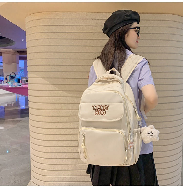 Junior high school Senior high school student schoolbag Korean leisure backpack 2024 autumn new large capacity simple trend backpack