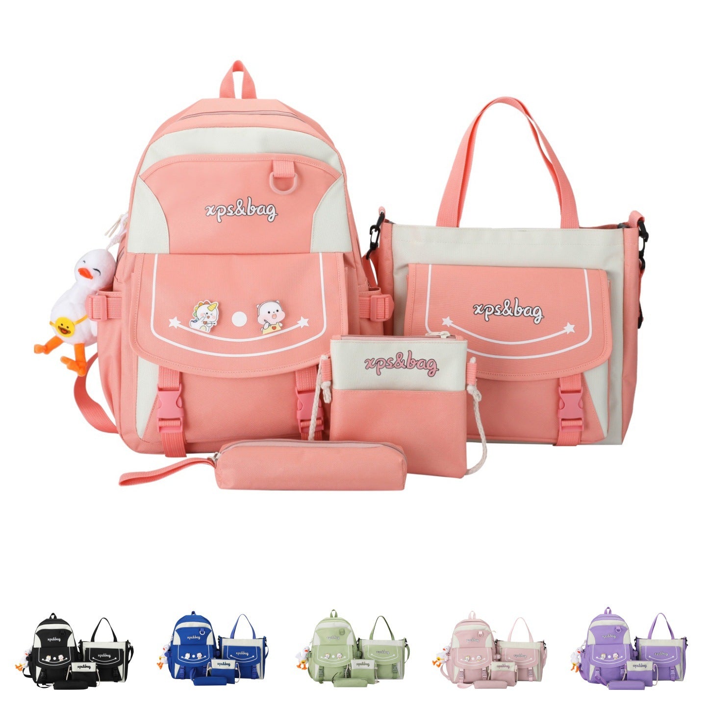 Ins Style School Bag for Girls, Versatile Color-Blocking Large-Capacity Backpack for Middle School and High School Students, Campus Style
