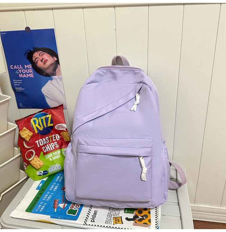 New Large Capacity Primary School Junior High School Students' Casual Schoolbag Japanese Style Fashion Simple Solid Color Travel Backpack