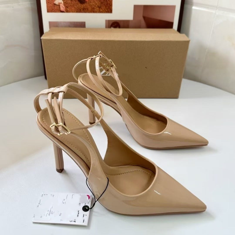 Factory Direct Sales 2025 Spring New Women's Shoes, Sexy High Heels, Pointed Toe, Hollow Back Stiletto Sandals, Flats