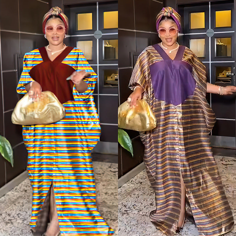 Cross-Border Dresses Amazon Best-Selling Plus-Size Women's Clothing African Fashion Ethnic Style Robe 8905