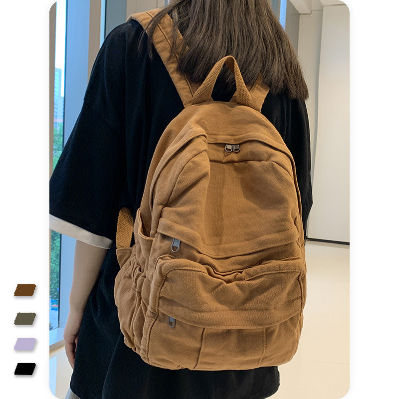 2022 American Senior high school Retro Backpack Antique Washed Canvas Men's and Women's Backpack Old School Student Bag