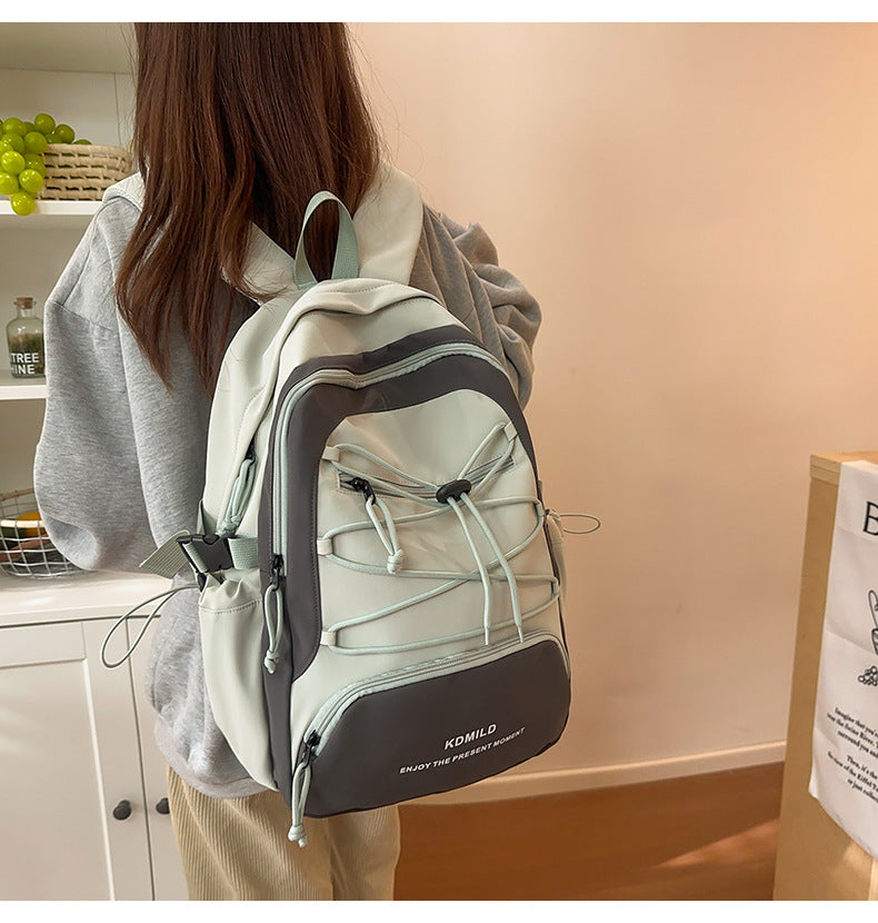 Mountain-Style Outdoor Hiking Backpack for Women, Large Capacity, Unique Design, Lightweight, High-End Gray School Bag for High School Girls