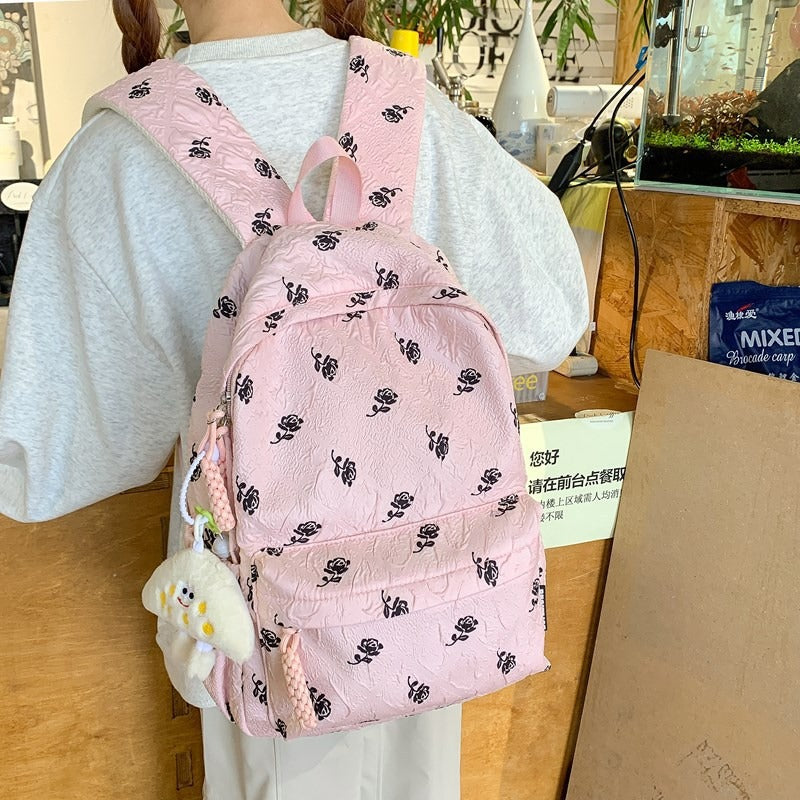 Cross-border Schoolbag Ins Style Small Floral Student Backpack Large small size Computer Bag Fresh and Sweet Simple Backpack