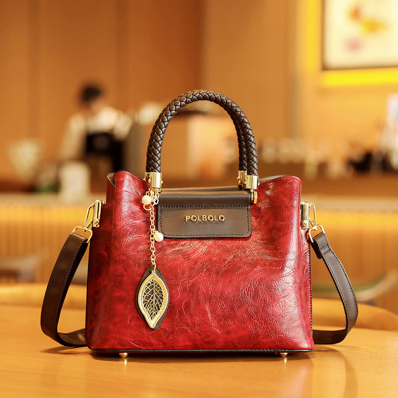 Hd Light Luxury Genuine Leather Bag for Women 2025 New Single Shoulder Bag for Middle-Aged Ladies and Mothers Large Capacity Versatile Handbag