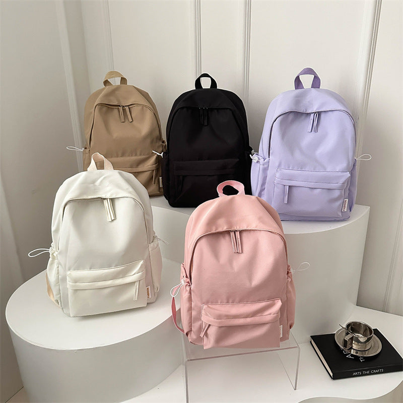 Large-Capacity Japanese-Style Simple Campus Backpack Korean Style College Style Solid Color Student Backpack Casual Bag Travel Bag
