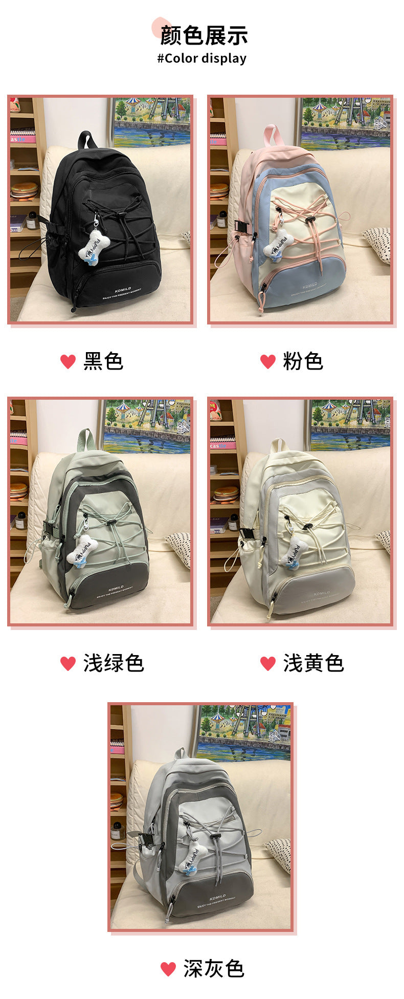 Mountain-Style Outdoor Hiking Backpack for Women, Large Capacity, Unique Design, Lightweight, High-End Gray School Bag for High School Girls