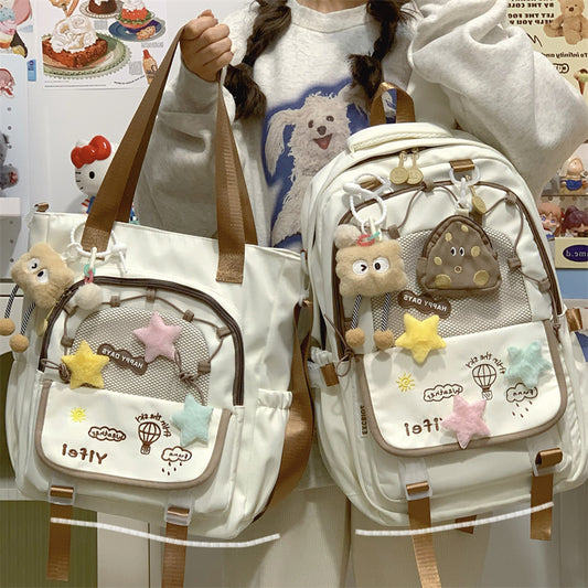 Junior High School Girls' Schoolbag High Color Value Cute Lightweight Large Capacity for Primary School Students and High School Students Backpack for Women