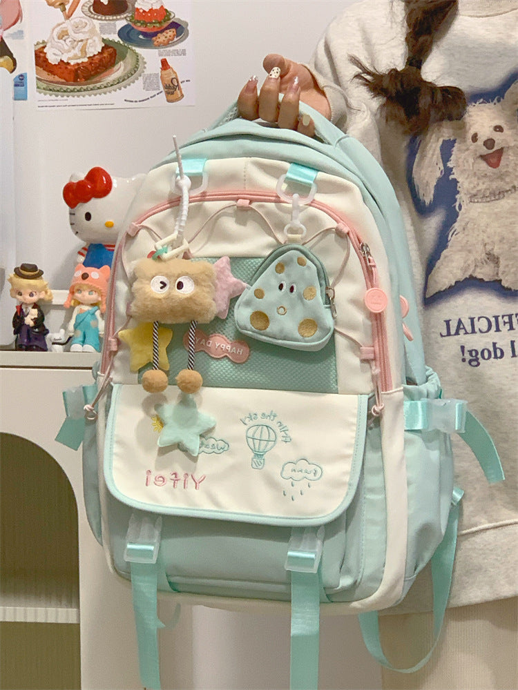 Junior High School Girls' Schoolbag High Color Value Cute Lightweight Large Capacity for Primary School Students and High School Students Backpack for Women