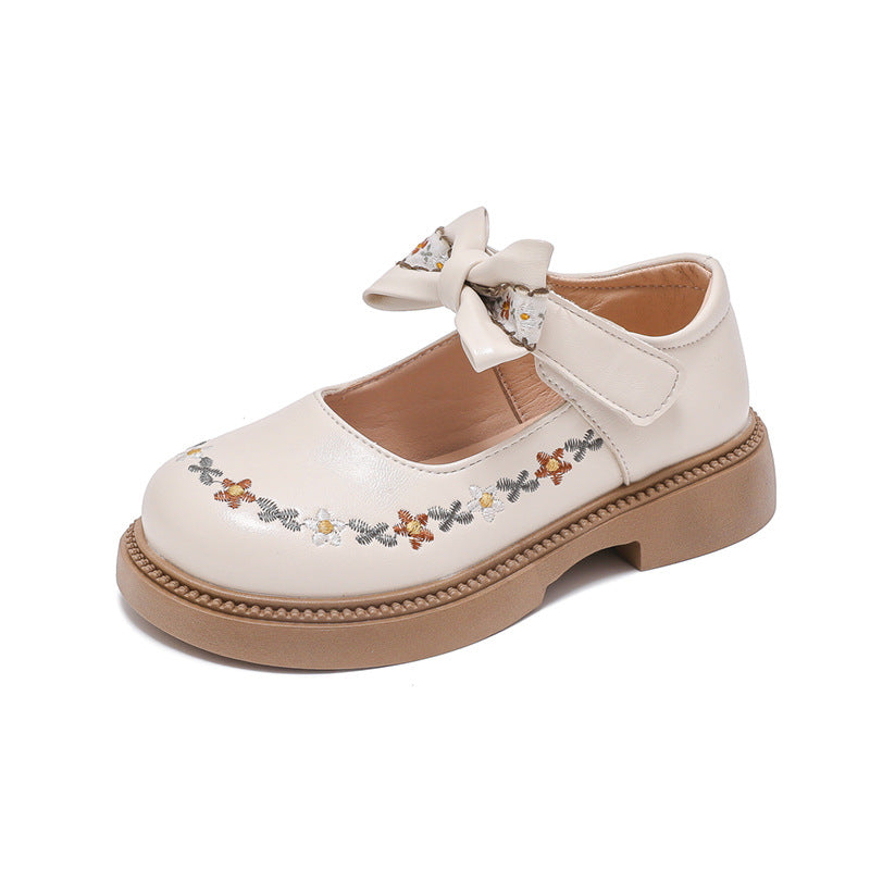 Girls' Leather Shoes, Cute Princess Shoes for Children, 2026 Spring and Autumn New Style, Embroidered Single Shoes for Girls, Performance Shoes