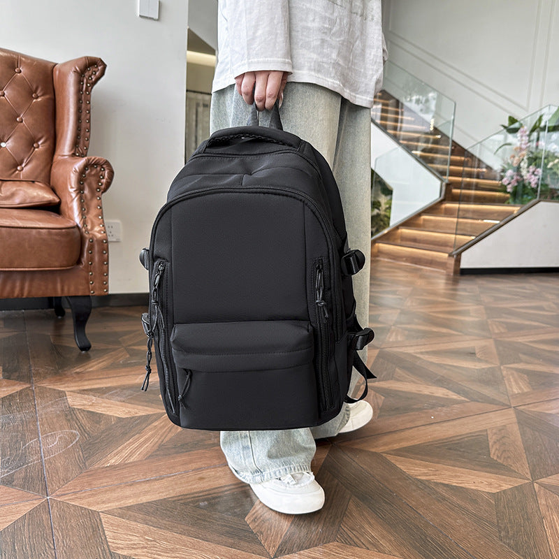 New Student Backpack Fashionable All-match Casual Schoolbag Campus Style Solid Color Simple Large Capacity Women's Backpack
