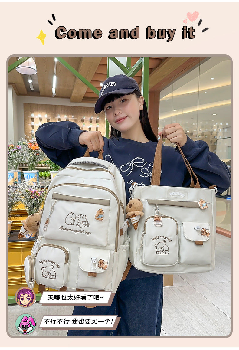 Ins Style School Bag for Girls, Versatile Color-Blocking Large-Capacity Backpack for Middle School and High School Students, Campus Style