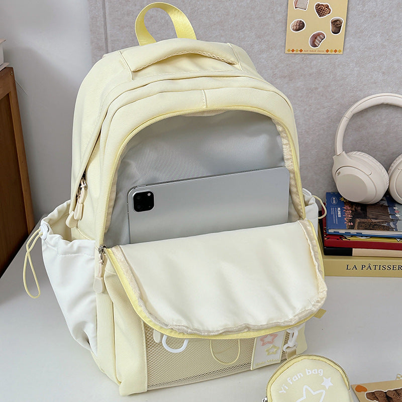 Cute Girl's Pain Bag Backpack Star Girl's Senior high school College Student Schoolbag Large Capacity High-value Backpack