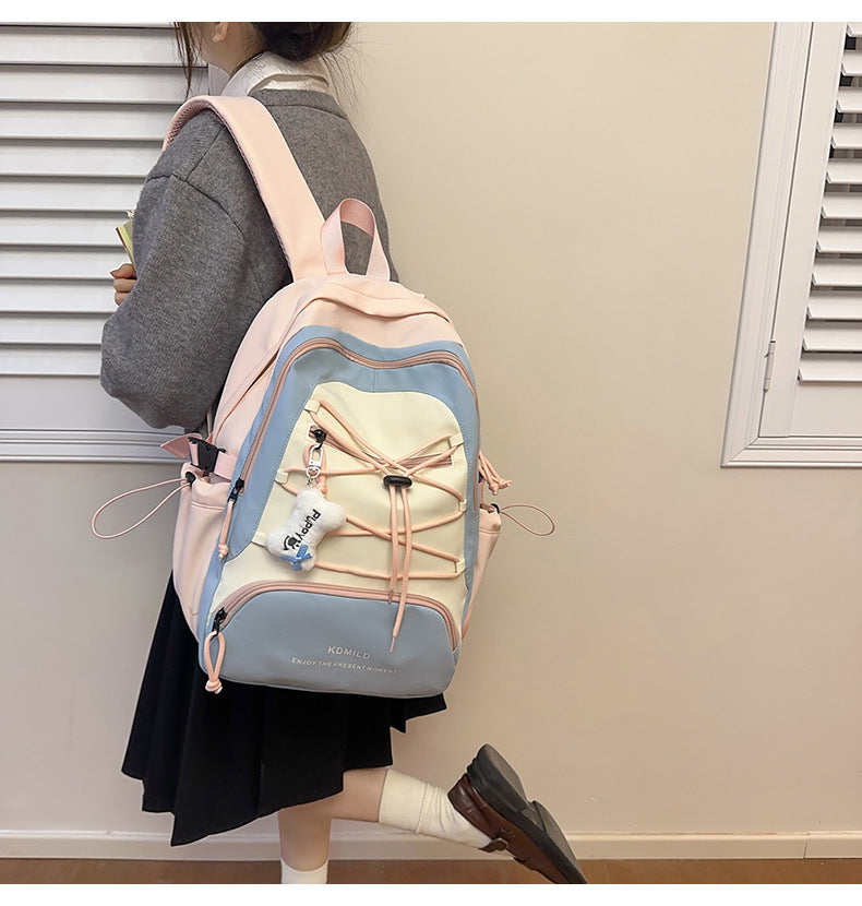 Mountain-Style Outdoor Hiking Backpack for Women, Large Capacity, Unique Design, Lightweight, High-End Gray School Bag for High School Girls