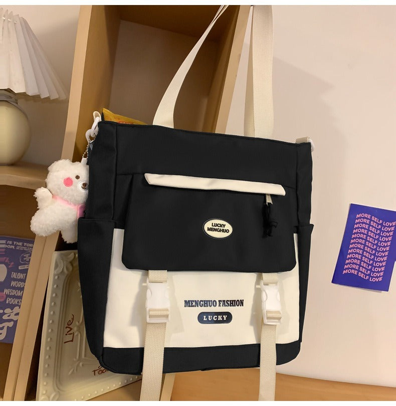Korean Style Contrast Color Cute Backpack Female College Student Campus Style Schoolbag Japanese Style Junior High School Senior high school Large Capacity Backpack
