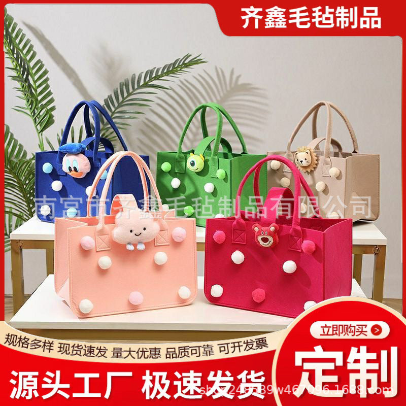 Factory Supplies Trendy Bags for 100-Day Celebrations, Birthday Favors, Cartoon Felt Bags, Student Lunch Box Storage