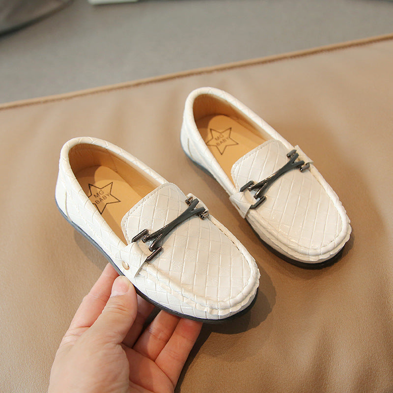 Children's retro leather shoes Children's slip-on boys' peas shoes 2022 autumn new children's shoes wholesale sewing shoes