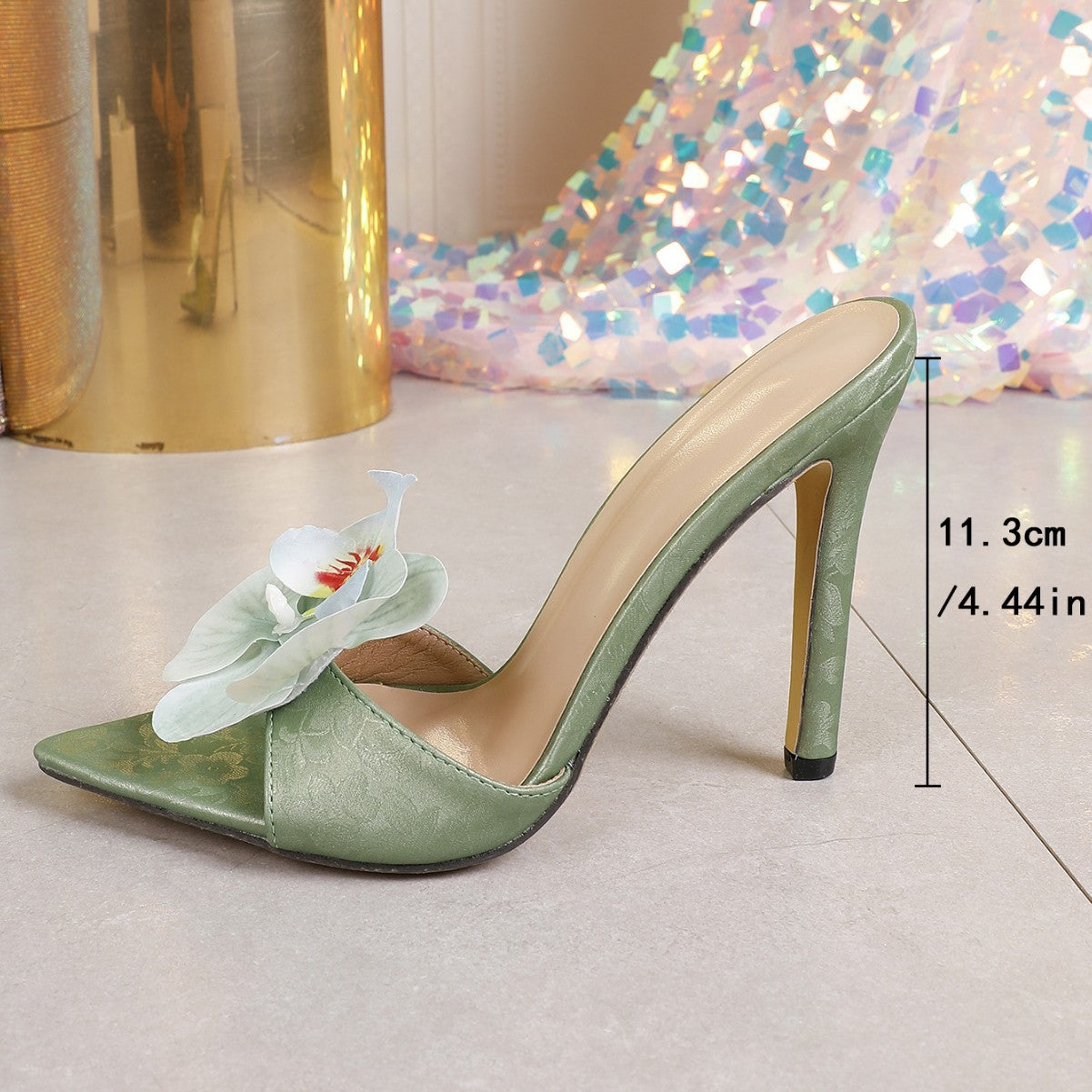 On Feet & in Love Flower-Decorated Open-Toe High-Heeled Sandals for Women, Autumn Outdoor Beach Shoes, European and American Style