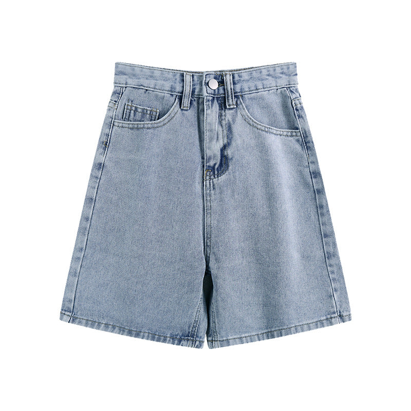 Summer 2022 New Five-point Straight Loose Large Size Chubby Girl Thin Wide Leg High Waist Slimming Denim Shorts for Women