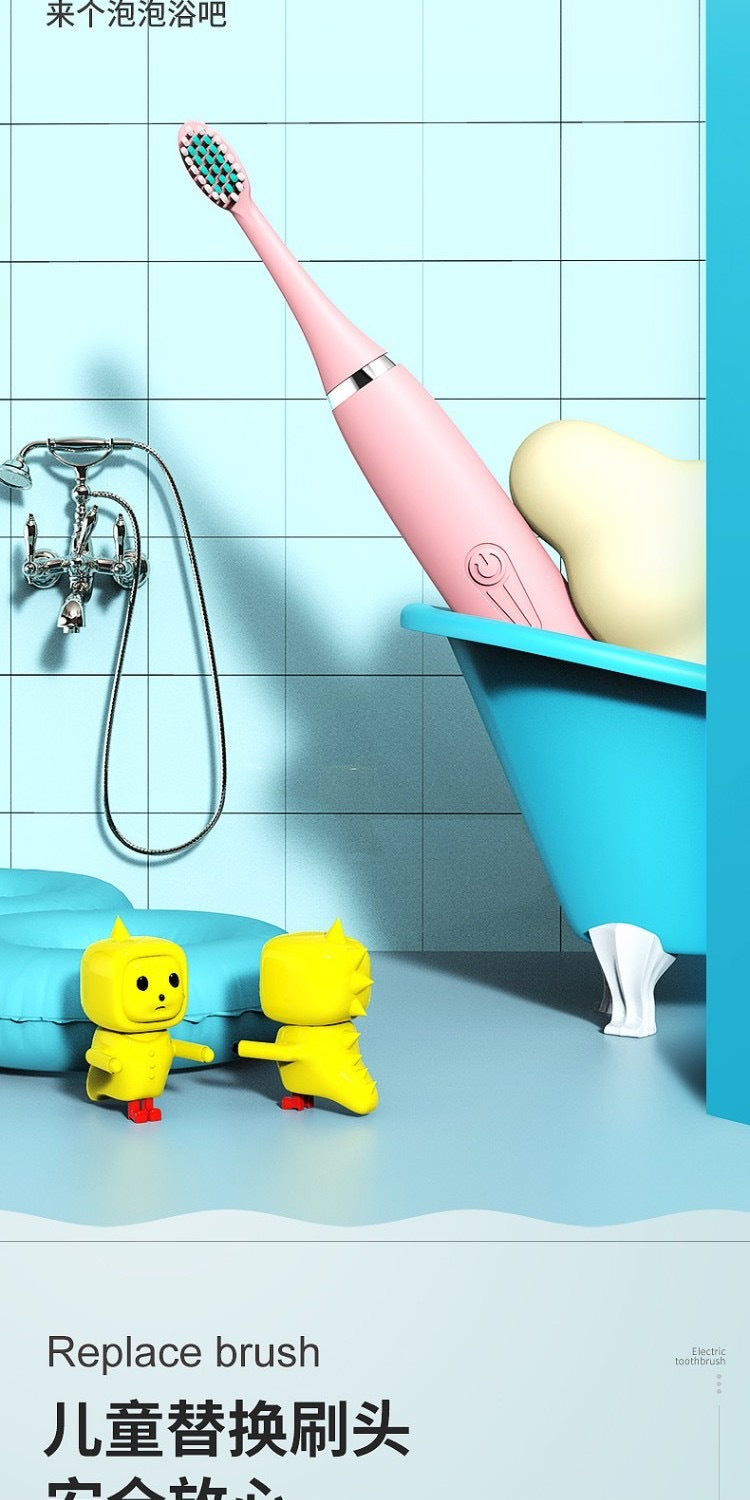 Cepillo de dientes eléctrico para niños, venta al por mayor, pelo suave de dibujos animados, IP7, resistente al agua, vibración ultrasónica, regalos